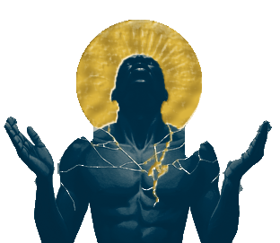 Gilded figure rising